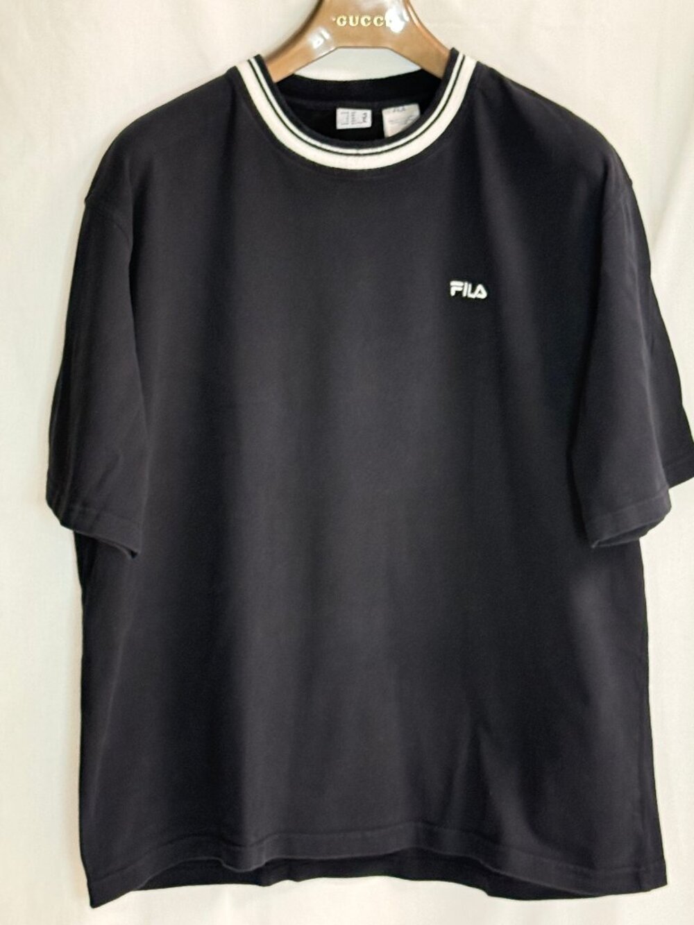 Fila Men's 100% Cotton Crew Neck Short Sleeves T-Shirt - Black & White - XXL